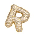 Pendentif lettre P bombé en cuivre doré avec zircons brillants pour mode hip-hop - R (Pendentif Unique)