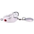 White frog lure with black stripes, red eyes, double hooks and spinning metal sequin - New White (2.5cm-2.9g)