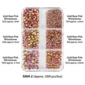 Pink nail rhinestones set in 6 sizes with gold backing for manicure decorations - Pink (Gold Base Pink Diamond)