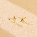 Minimalist gold-plated s925 sterling silver four-point star stud earrings for women - Stud Earrings / Gold