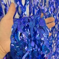 Blue wavy metallic tinsel foil curtain with glitter flakes for party background decoration - Laser S-Shape / Dark Blue