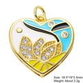 Macro shot of heart-shaped enamel charms with cubic zirconia and gold plating details - Colorful Glaze Diamond Heart