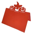 Κάρτες θέσης Halloween με κόκκινη κοπή λέιζερ κολοκύθας και διαβόλου σε σχήμα V - Κόκκινος Δαίμονας Κολοκύθας