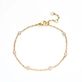Elevantes 18k vergoldetes Edelstahlarmband mit sechs glänzenden Zirkonia-Edelsteinen - 6 Diamanten / Gold