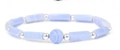 Minimalist light blue rectangular bead bracelet with silver accents on white background - Light Blue