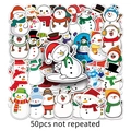 50 pegatinas impermeables de muñeco de nieve para maletas y portátiles, sin repetir - 50 Piezas Patrones de Muñeco de Nieve (No repetitivos)