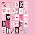 30-piece vintage pink cherry and kitten themed postcards for festive greetings - Cherry Sweet