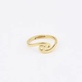 Close-up of golden stainless steel Cancer zodiac ring with matte finish and open band - Adjustable Open Gold / Cancer