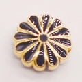 Enamel sunflower charm in black and gold finish for DIY jewelry making and earrings - 12mm/Hole 2.0mm / Black