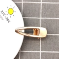 Minimalist golden hollow teardrop metal duckbill hair clip on white decorative plate - 6cm Hollow Wide Clip / Gold