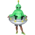 Inflatable alien UFO costume with silver flying saucer base for Halloween parties - UFO Alien / One Size