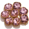 Pendentifs en cristal rose facetté avec cadre en acier inoxydable doré pour bijoux DIY - Style A Rose