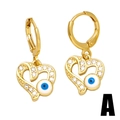 Golden heart-shaped evil eye earrings with sparkling white crystals for women - Gold Heart Style (A)