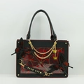 Gothic black and red tote bag featuring spider web patterns and butterfly charms - Midnight Blood Red Butterfly