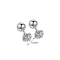 Minimalist S925 sterling silver 5mm zircon stud earrings with screw back closure - 925 Silver / Four-claw Zirconia Earrings Platinum Plated (PED341) / 5mm