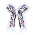 Détail du nœud blanc d'Halloween avec motifs de citrouilles, chauves-souris et sorcières - Imprimé Halloween Blanc