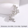Elegant silver leaf brooch with clear rhinestones measuring 4cm wide and 5.2cm high - Silver Branch Rhinestone