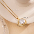Gold plated 18K necklace featuring an irregular pearl pendant with a 40+5cm chain length - Round (954)