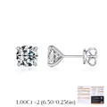 Classic 1.00Ct S925 sterling silver moissanite stud earrings with 4-prong setting - 925 Silver / 1.00Ct Moissanite Stud Earrings