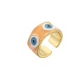 Adjustable golden evil eye ring with bright orange enamel finish for women - Adjustable Open / Orange