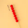 Miniature red hawthorn cake topper decoration with seven 1.4cm beads and bamboo stick - Small Candied Haw