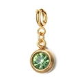 6mm gold stainless steel charm with a round faceted green zircon birthstone pendant - [Spring Ring Clasp] August Peridot Green