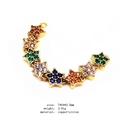Colorful zircon star pendant necklace in gold-plated copper finish with crystals - Curved Stars Line Connector