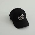 Detail of a black cotton baseball cap featuring high-quality OK letter embroidery - 52-54cm (3-8 Years) / Black