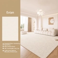 Modern cream-white waterproof carpet with high-density weave and antibacterial texture - 80x160cm / Evian