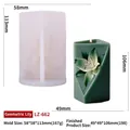LZ-662 geometric lily flower candle silicone mold with dark green wax flower sample - Geometric Lily LZ-662