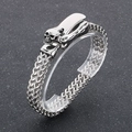 Bracciale in acciaio inossidabile argento con chiusura a teschio e catena a maglie - Stile fibbia a teschio (KB97938-BD) / Larghezza 11mm / Lunghezza 23cm