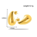 Polished gold hollow teardrop C-shape earrings in stainless steel with 2.28cm height - Gold Small Teardrop Earrings