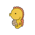 Cute cartoon yellow seahorse metal enamel pin for shirts and bags accessory - Seahorse Style (XZ8704)