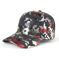 Heren camouflage baseballpet met metallic zilveren en rode patches voor zonbescherming - Verstelbaar / Zwart