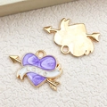 Purple heart alloy charms with Love ribbon and golden wing accents for DIY jewelry - Purple Heart Arrow (14357)