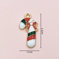 Christmas candy cane alloy charm with red bow for DIY jewelry making, 1.1x2.2cm - 2407 Bow Candy Cane B