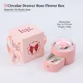 Pink round drawer flower box with preserved rose and jewelry storage for romantic gifts - Round Drawer Rose Flower Box / Pink