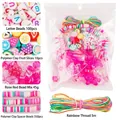 DIY colorful bead kit with polymer clay fruit beads, acrylic charms, and elastic cord - Rose Red Series