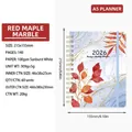 2026 A5 Ringplaner mit rotem Ahornblatt-Motiv und blauem Treibsand-Kunsteinband - Rotes Blatt Treibsand (2026)