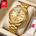 OLEVS gold stainless steel watch for men with champagne dial and calendar display - Full Gold Color