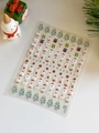 Detailed view of 3D embossed Christmas nail stickers with Santa and reindeer motifs - 3D Relief Christmas Series YT3735