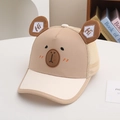 Dettaglio del retro in rete traspirante e orecchie da orso sul cappellino estivo bimbo - 52cm (2-5 Anni) / Cachi