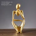 Abstract thinker resin figurine in gold finish for modern minimalist home decor - Gold Left Thinking Large Style (7116V-05)
