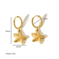 Pendientes de estrella de mar en acero inoxidable chapado en oro 18K con medidas - Estilo Estrella de Mar Texturizada (TE6542-G)