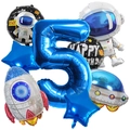 Space themed astronaut rocket balloon set for 5th birthday party decorations for children - Astronaut Space Number 5