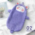 Cute purple cartoon animal hand towel in soft coral fleece with hanging loop - Lilac Purple Cat / Lilac Purple