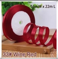 1cm wide wine red satin ribbon roll for gift wrapping and hair styling decoration - 33# Wine Red