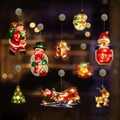 Christmas Santa Claus LED suction cup window light with warm white holiday glow - Combo Set H (9 Pack)
