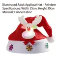 Luminous reindeer Christmas hat for adults in red and white soft brushed fabric - Reindeer LED Adult Style