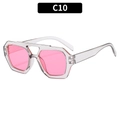 Classic double bridge pilot sunglasses with transparent grey frame and pink lenses C10 - Transparent Grey Frame Pink Lens